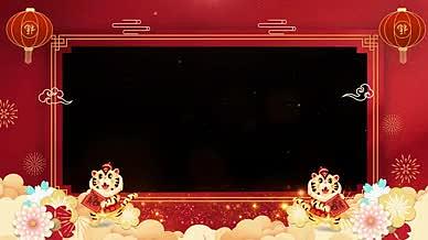 红色喜庆拜年边框2视频的预览图